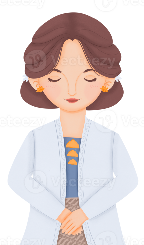 Woman wearing traditional clothes kebaya kartini png