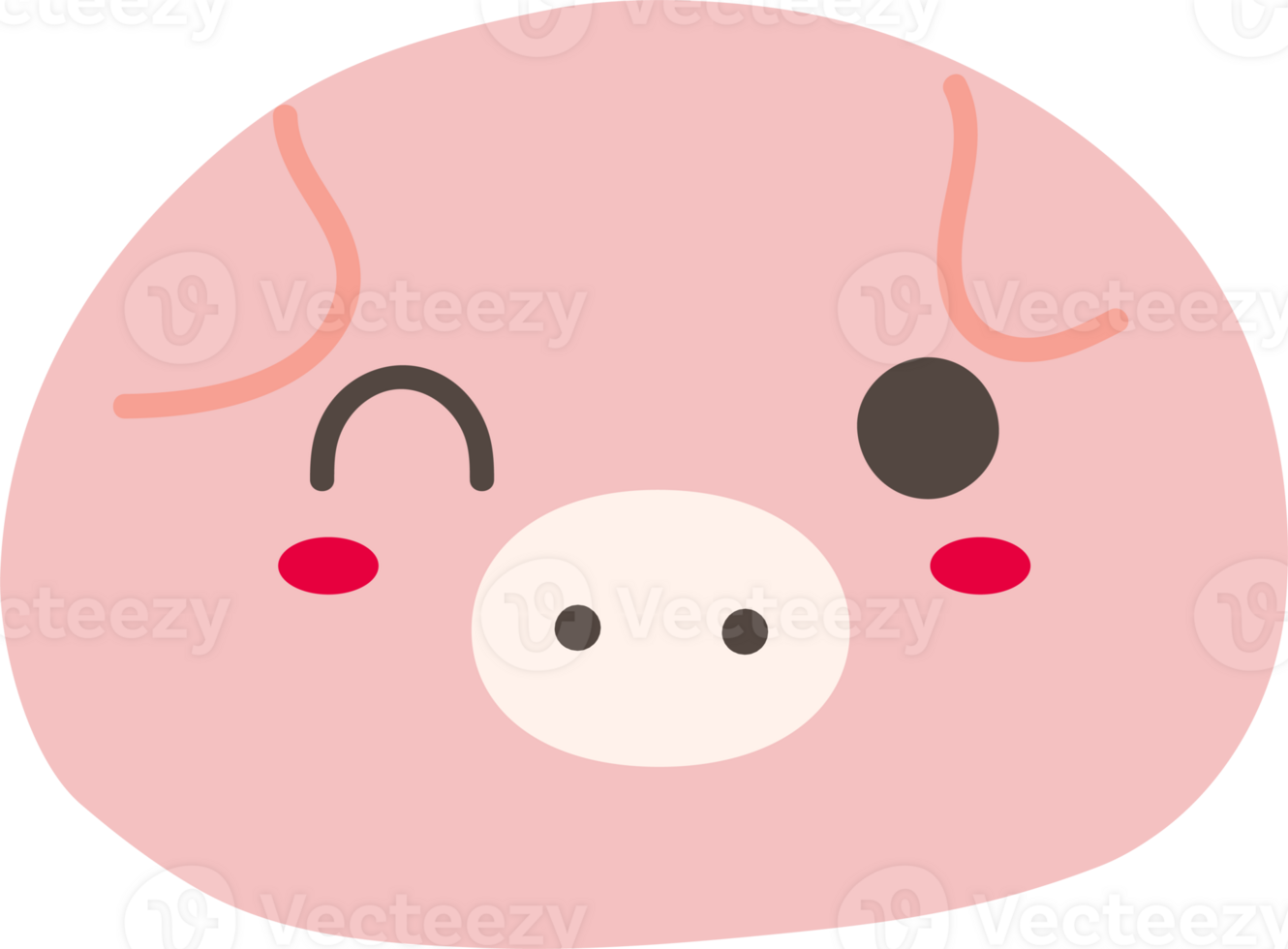 Pig wink sticker illustration on transparent background. png