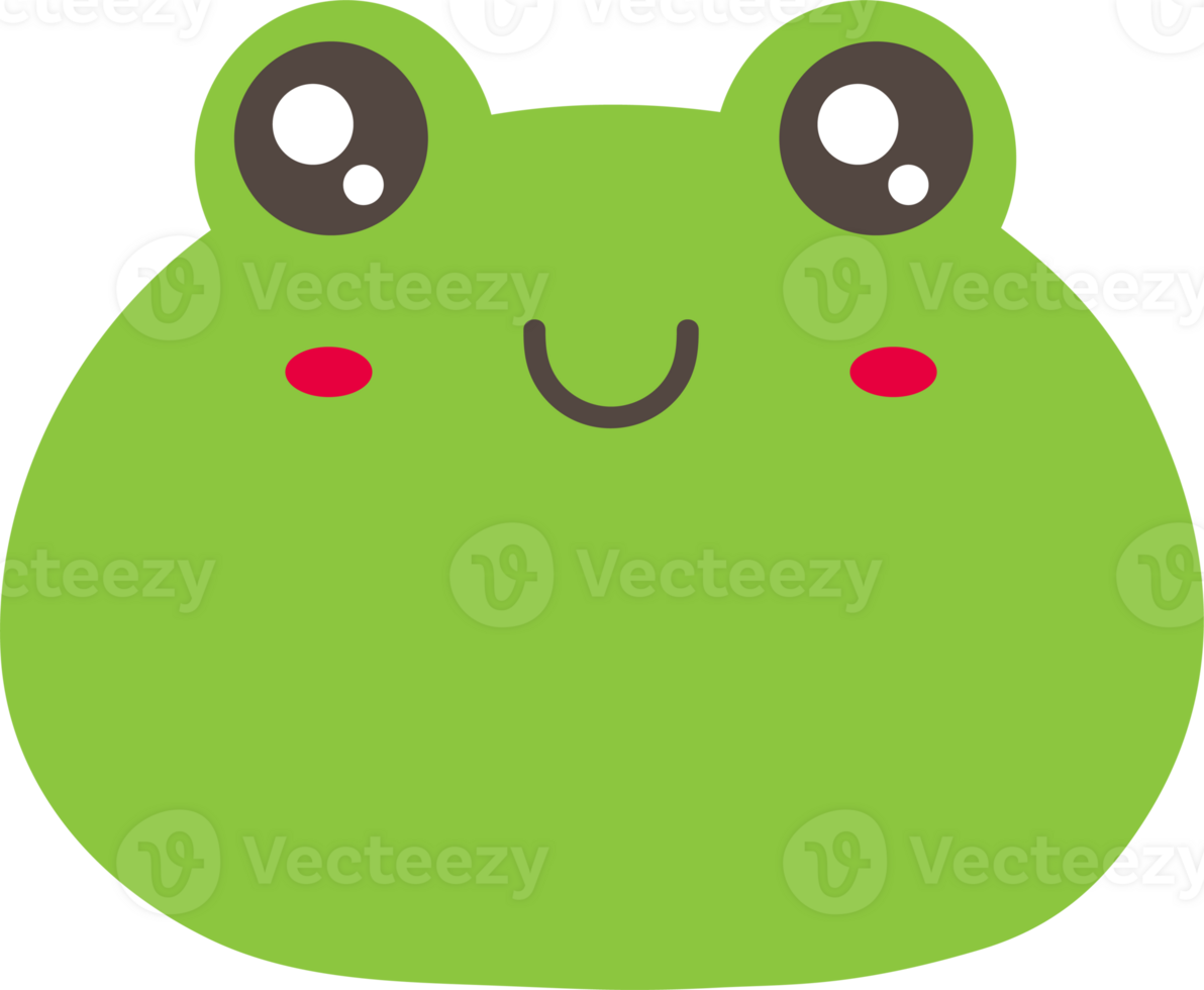 Frog smile sticker illustration on transparent background. png