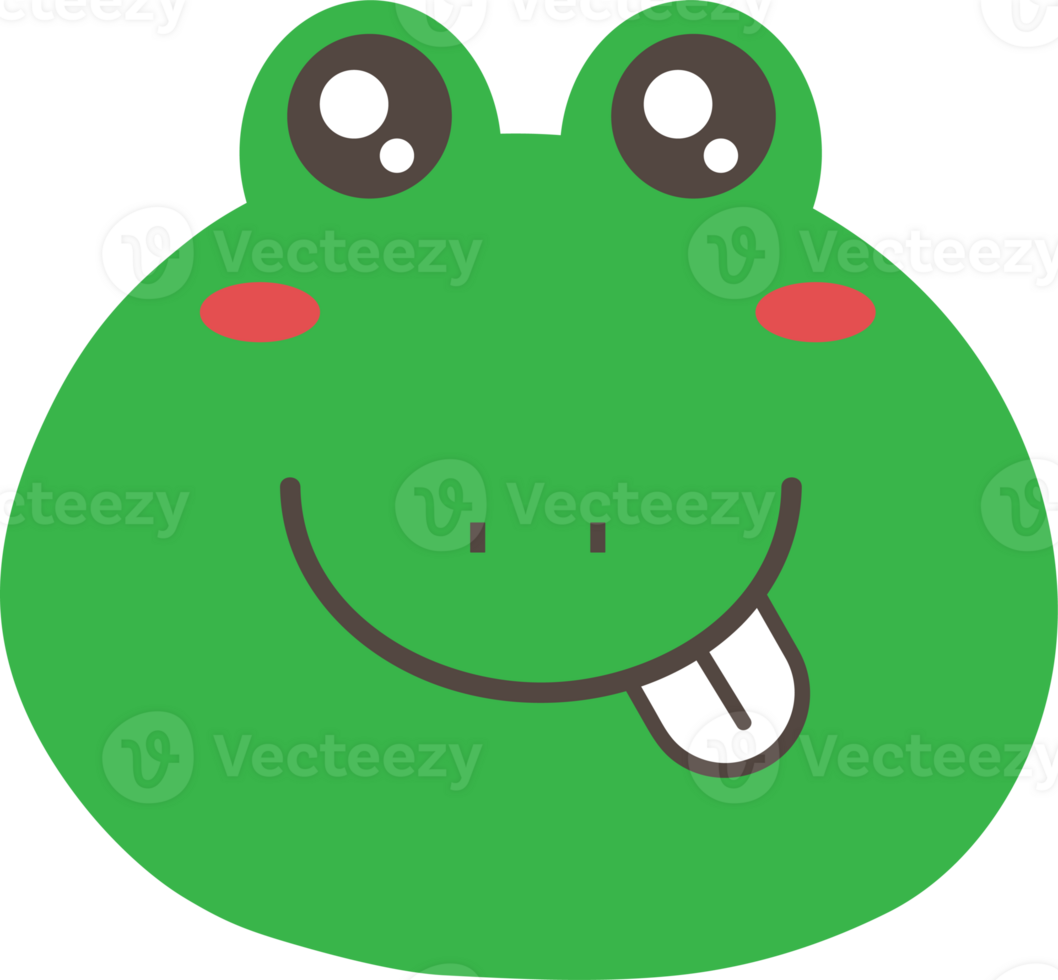 Frog silly sticker illustration on transparent background. png