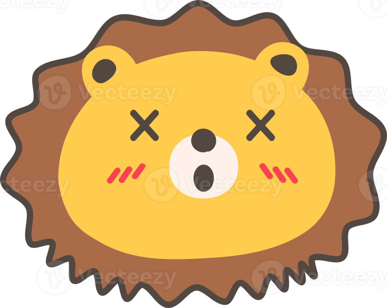 Lion surprised sticker illustration on transparent background. png