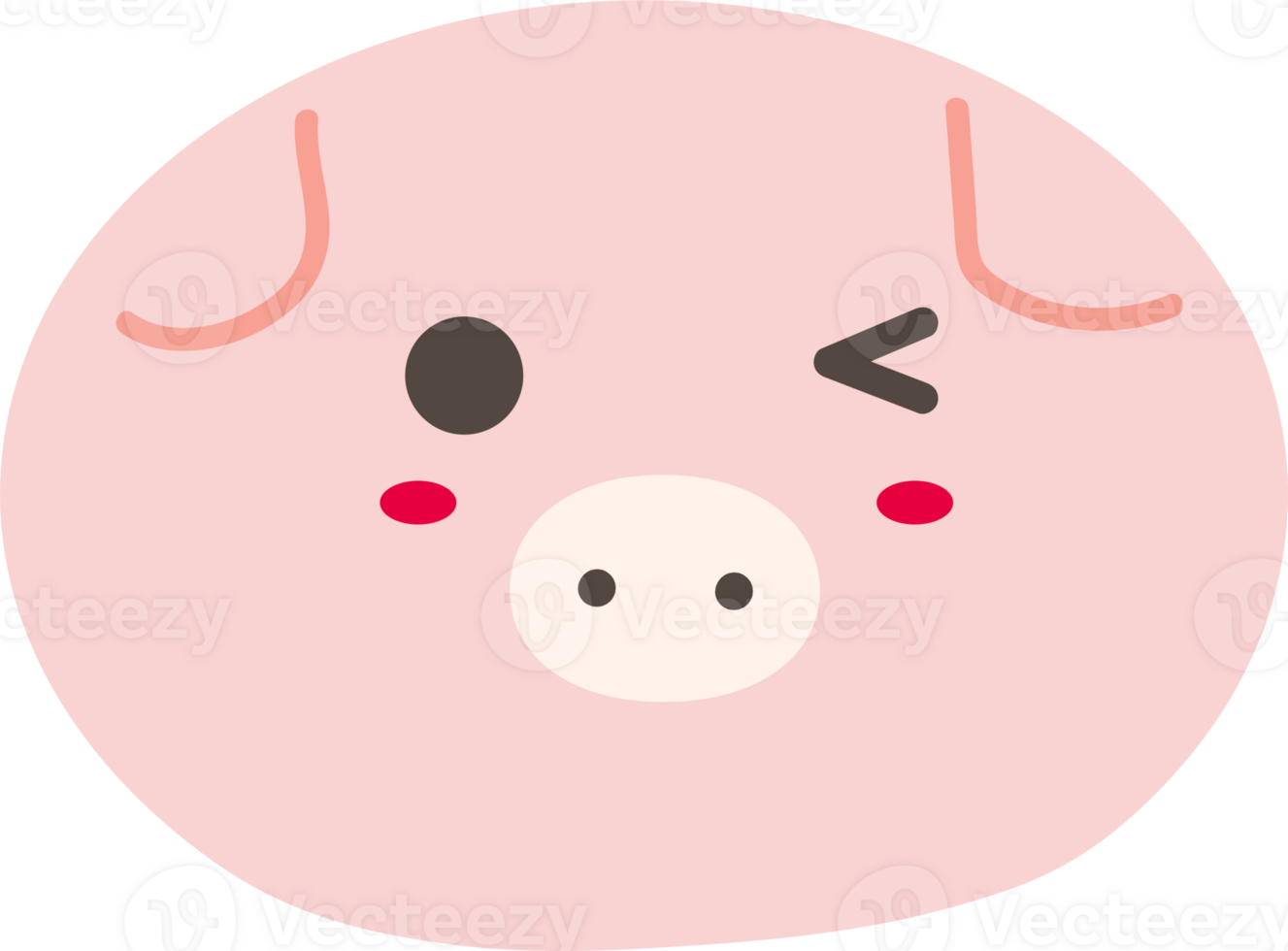 Pig wink sticker illustration on transparent background. png