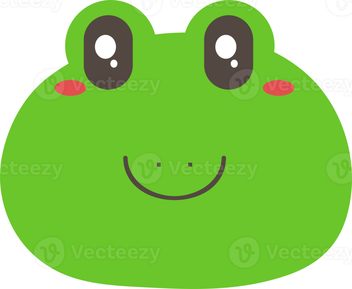 Frog smile sticker illustration on transparent background. png
