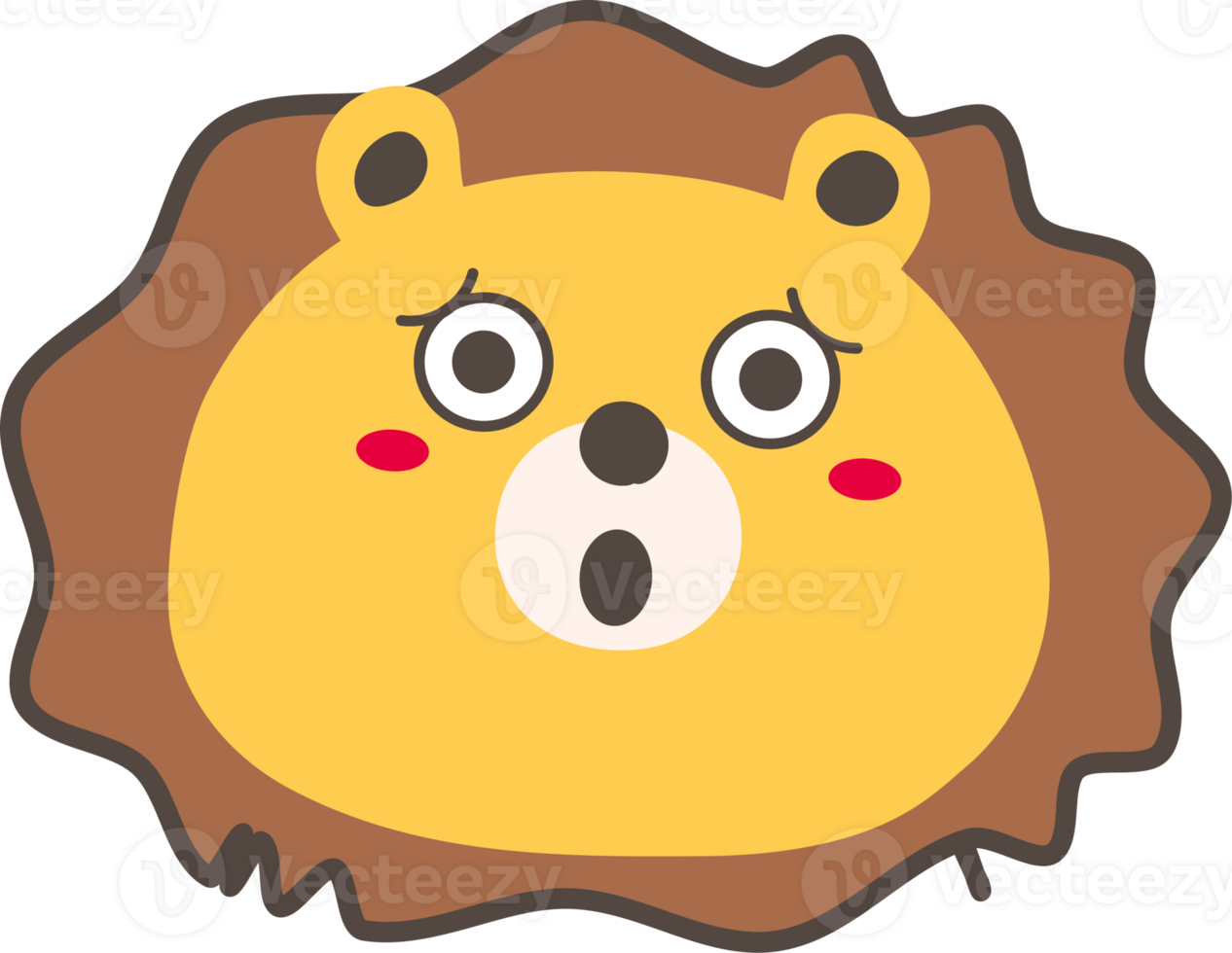 Lion surprised sticker illustration on transparent background. png