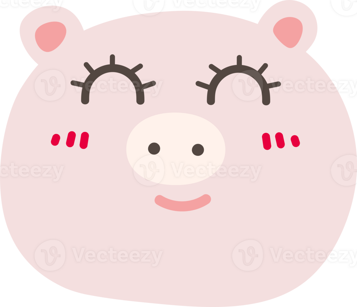 Pig happy sticker illustration on transparent background. png