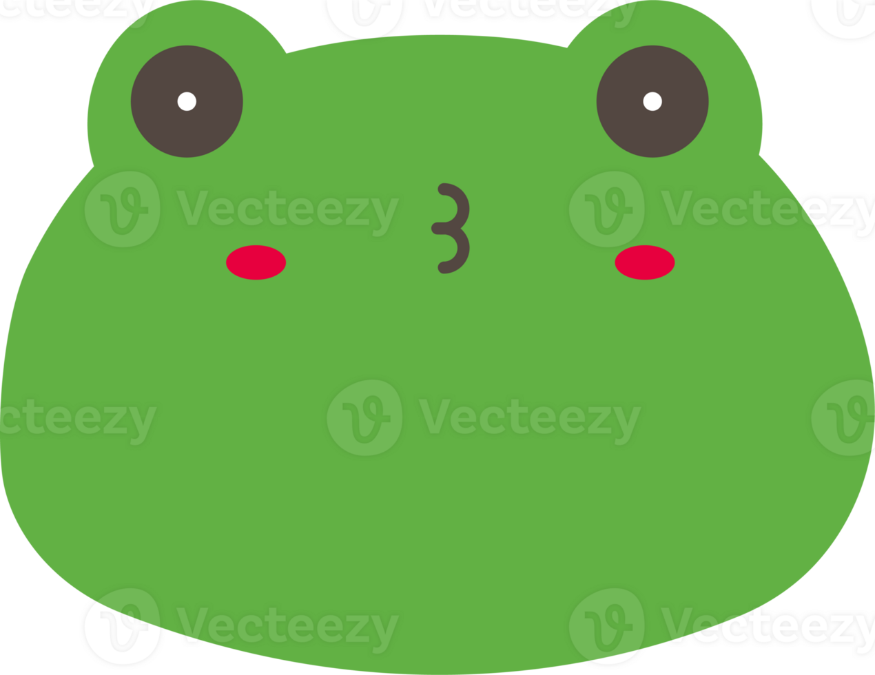 Frog shy sticker illustration on transparent background. png