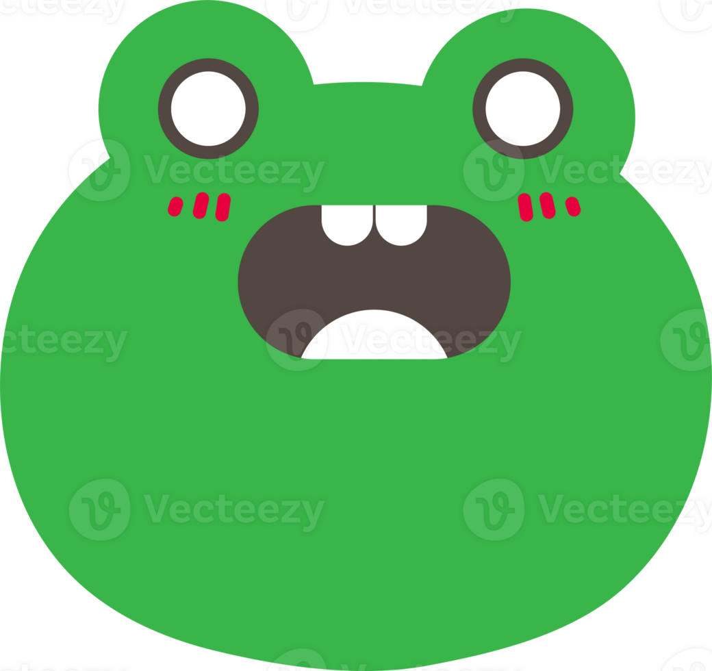 Frog surprised sticker illustration on transparent background. png
