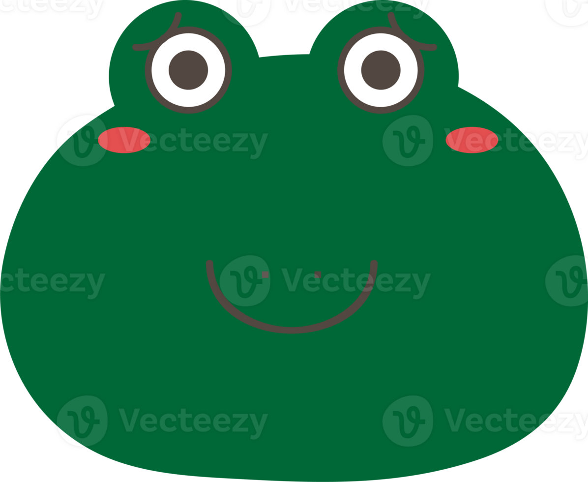 Frog shy sticker illustration on transparent background. png