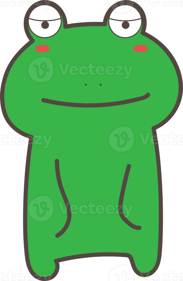 Frog smile emoji illustration on transparent background. png