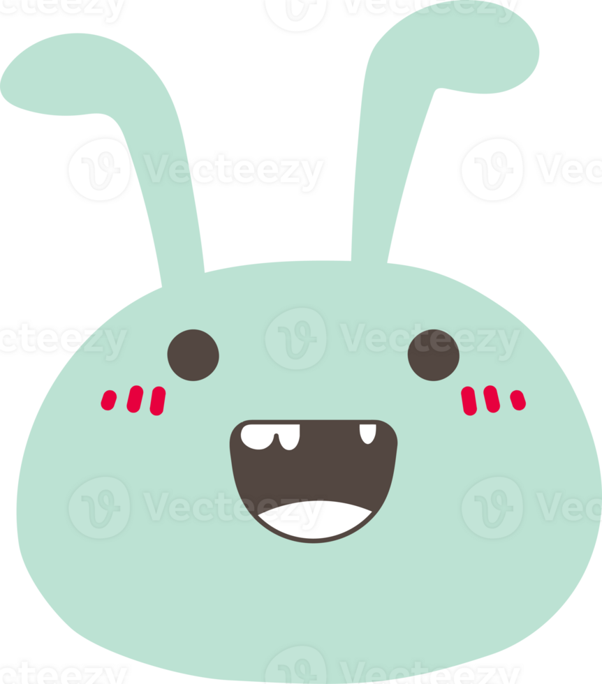 Rabbit happy emoji illustration on transparent background. png