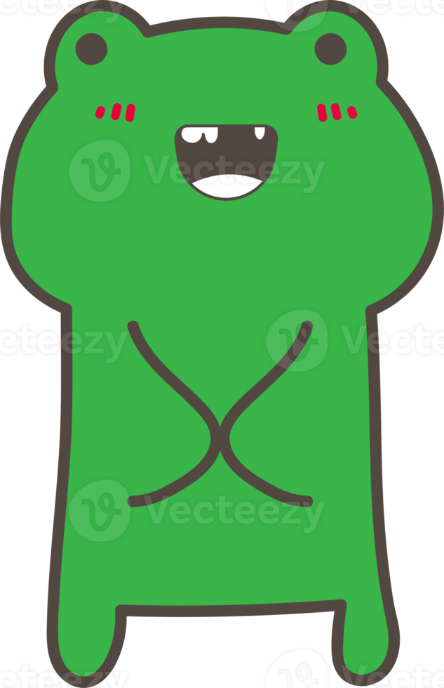 Frog excited emoji illustration on transparent background. png