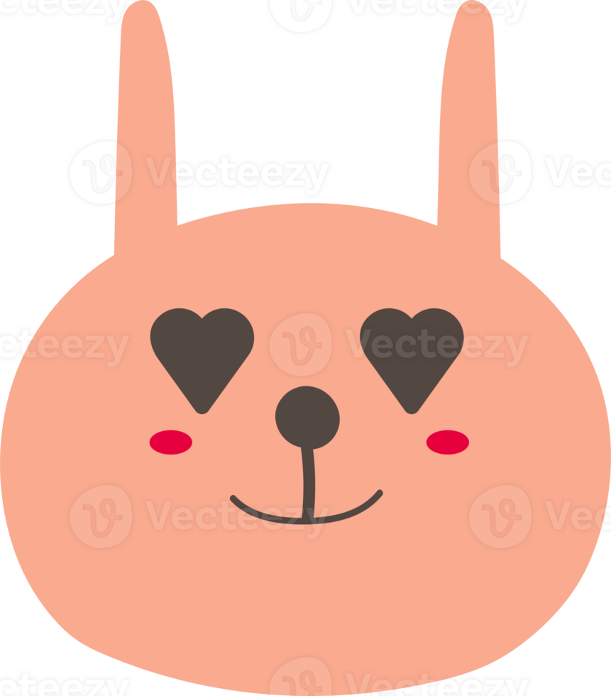 Rabbit cute emoji illustration on transparent background. png