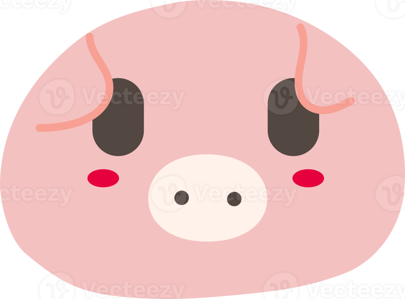 Pig shy sticker illustration on transparent background. png