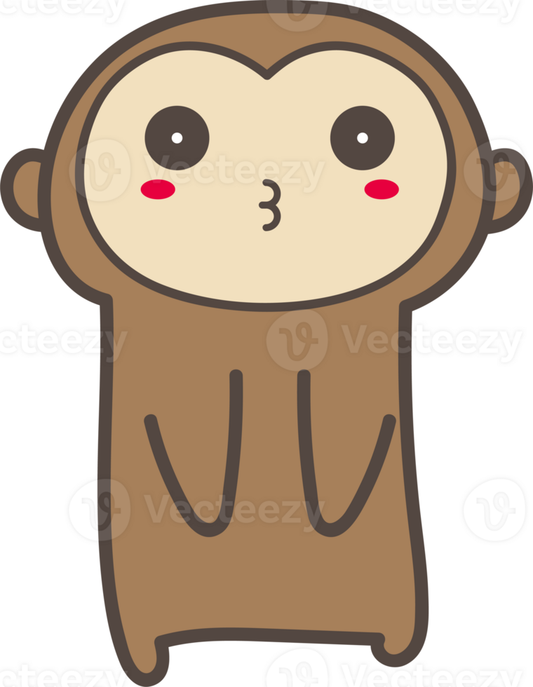 Monkey shy emoji illustration on transparent background. png