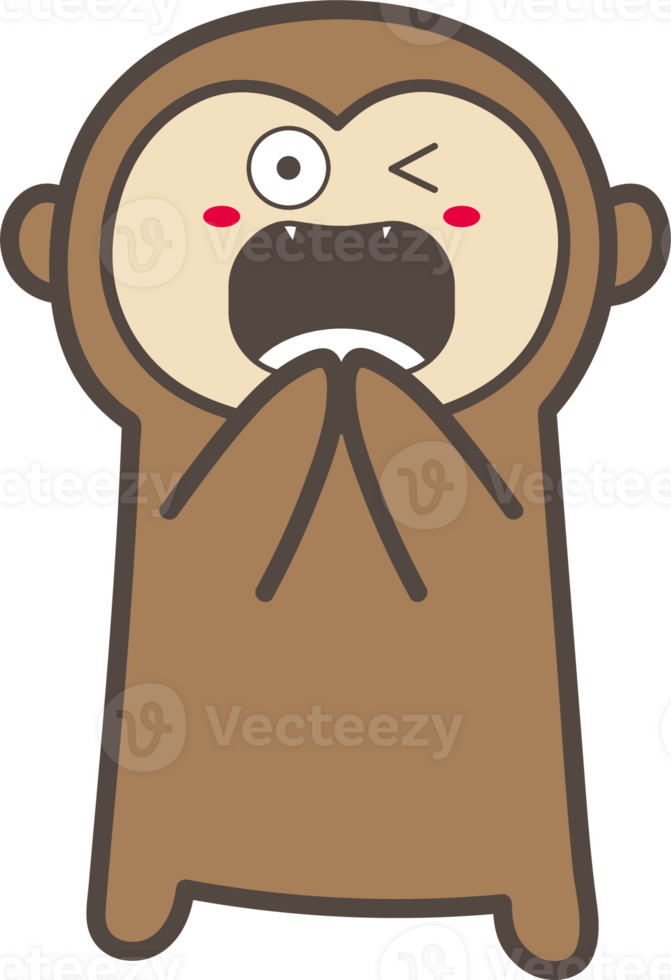 Monkey wink emoji illustration on transparent background. png