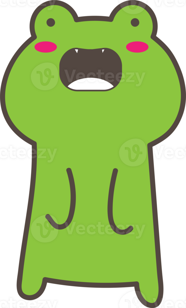 Frog surprised emoji illustration on transparent background. png