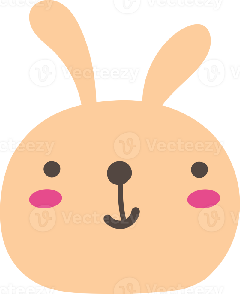 Rabbit smile emoji illustration on transparent background. png