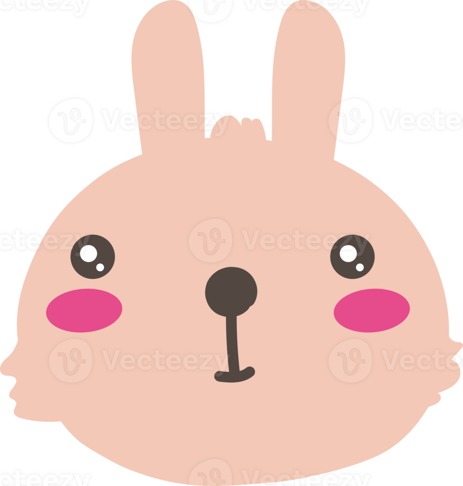 Rabbit calm emoji illustration on transparent background. png