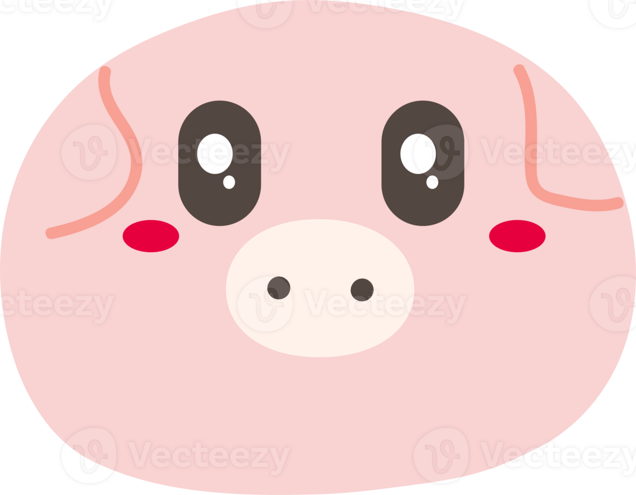 Pig sad sticker illustration on transparent background. png