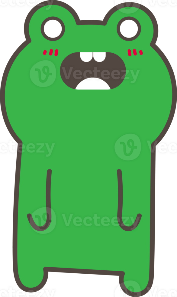 Frog surprised emoji illustration on transparent background. png
