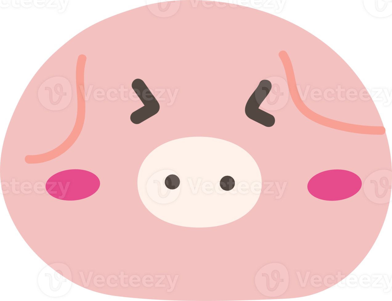 Pig shy sticker illustration on transparent background. png