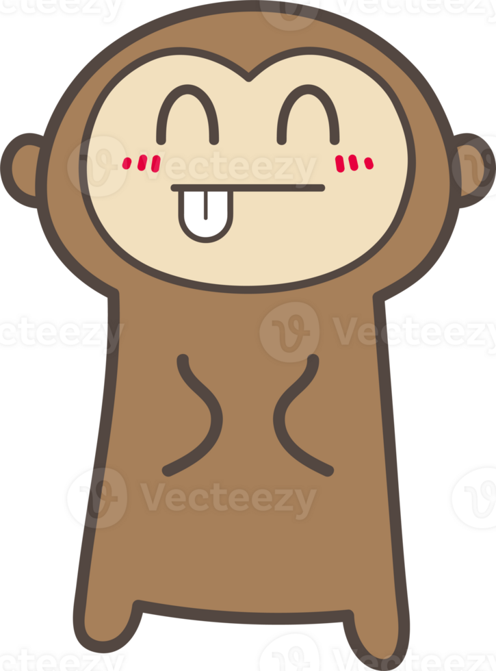 Monkey silly emoji illustration on transparent background. png