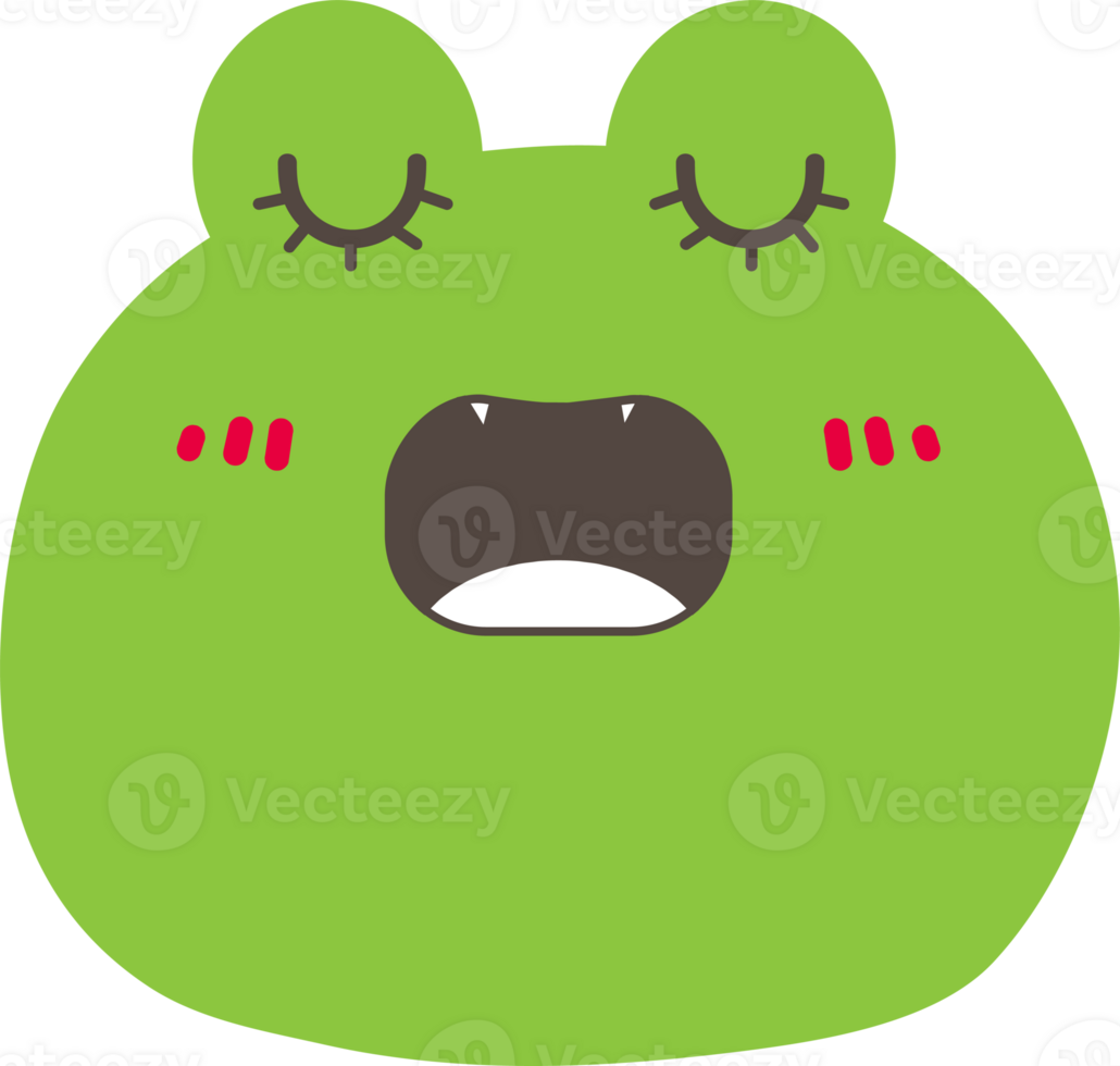 Frog calm sticker illustration on transparent background. png