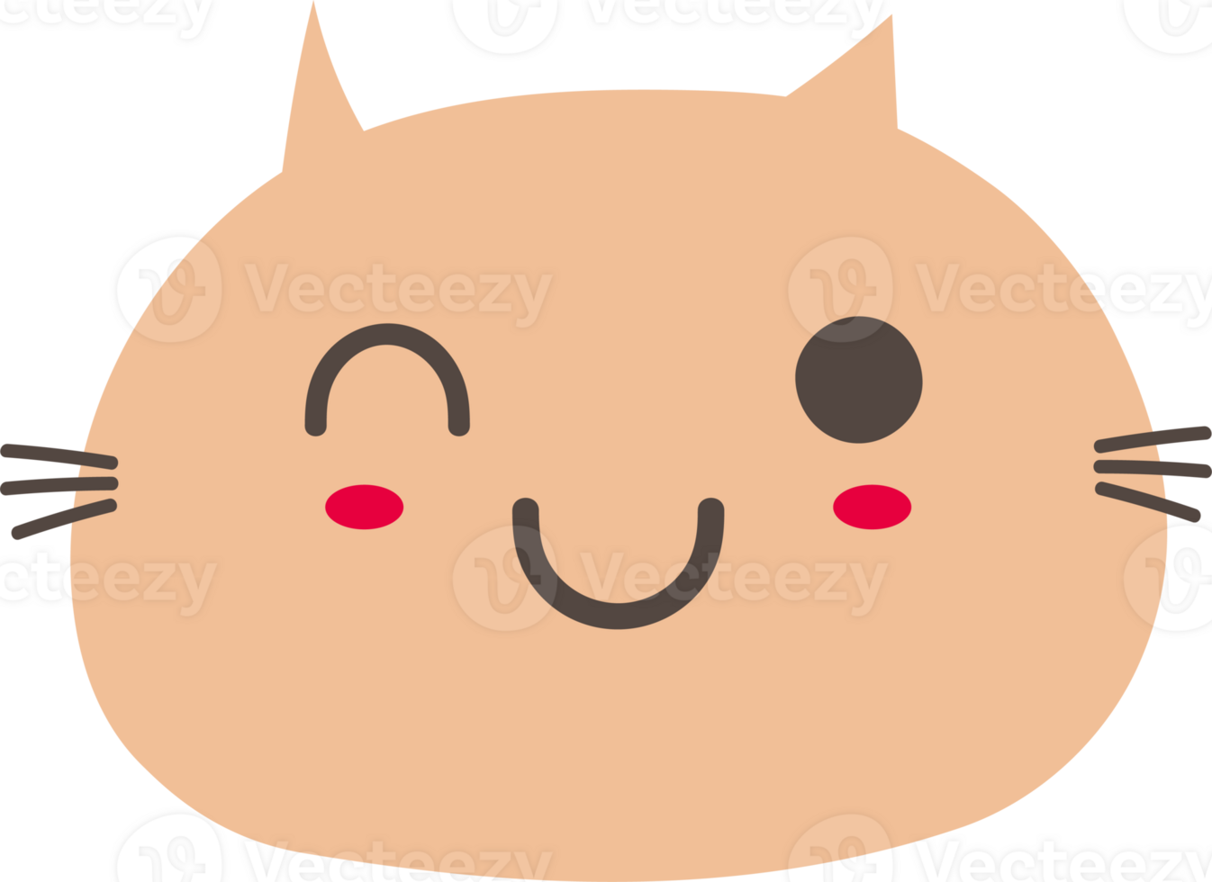 Cat wink sticker illustration on transparent background. png