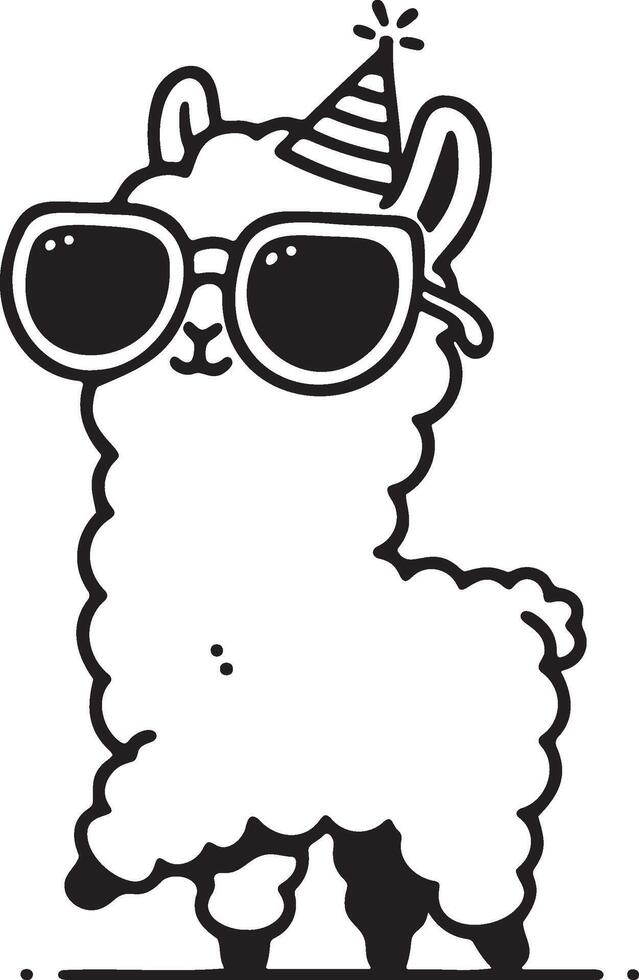 Cute Llama with Sunglasses Adorable Llama with Fun and Playful Designs vector