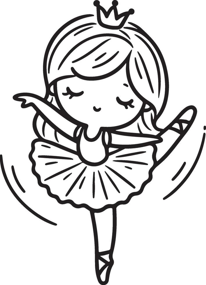 Cute ballet dancer Adorable ballerina line art set capturing graceful movements and poses. Ideal for adding a touch of elegance and charm to design projects vector