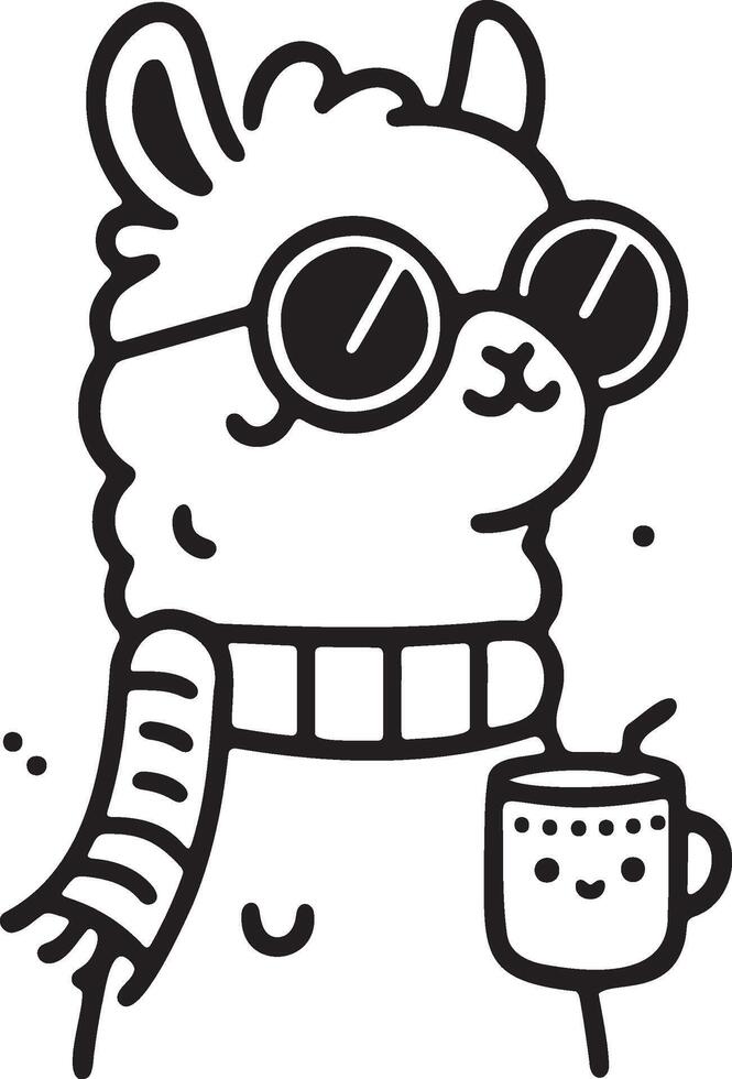 Cute Llama with Sunglasses Adorable Llama with Fun and Playful Designs vector