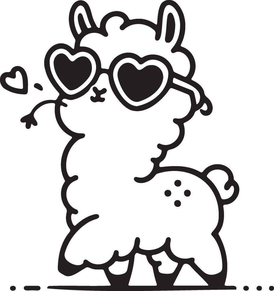 Cute Llama with Sunglasses Adorable Llama with Fun and Playful Designs vector