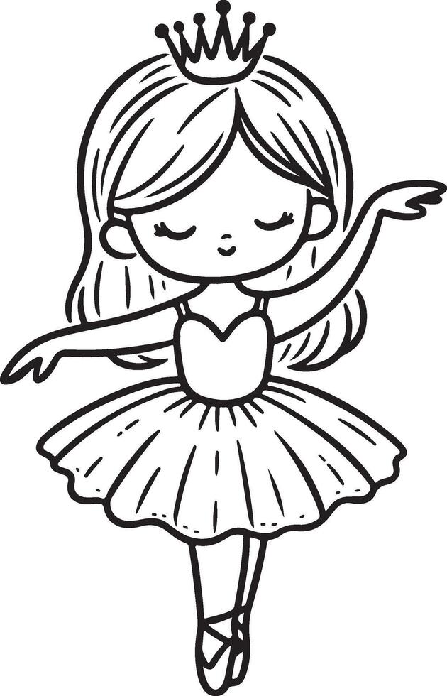 Cute ballet dancer Adorable ballerina line art set capturing graceful movements and poses. Ideal for adding a touch of elegance and charm to design projects vector