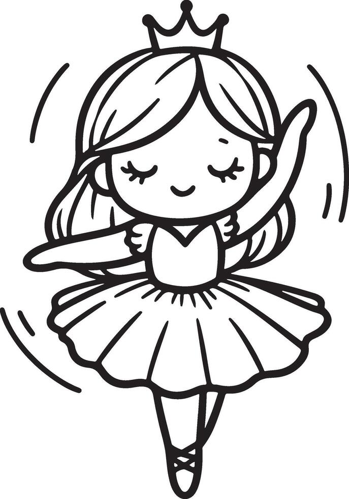 Cute ballet dancer Adorable ballerina line art set capturing graceful movements and poses. Ideal for adding a touch of elegance and charm to design projects vector