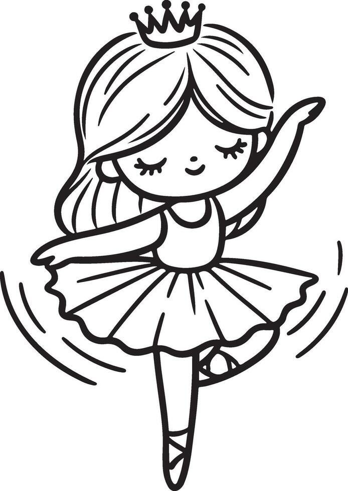 Cute ballet dancer Adorable ballerina line art set capturing graceful movements and poses. Ideal for adding a touch of elegance and charm to design projects vector