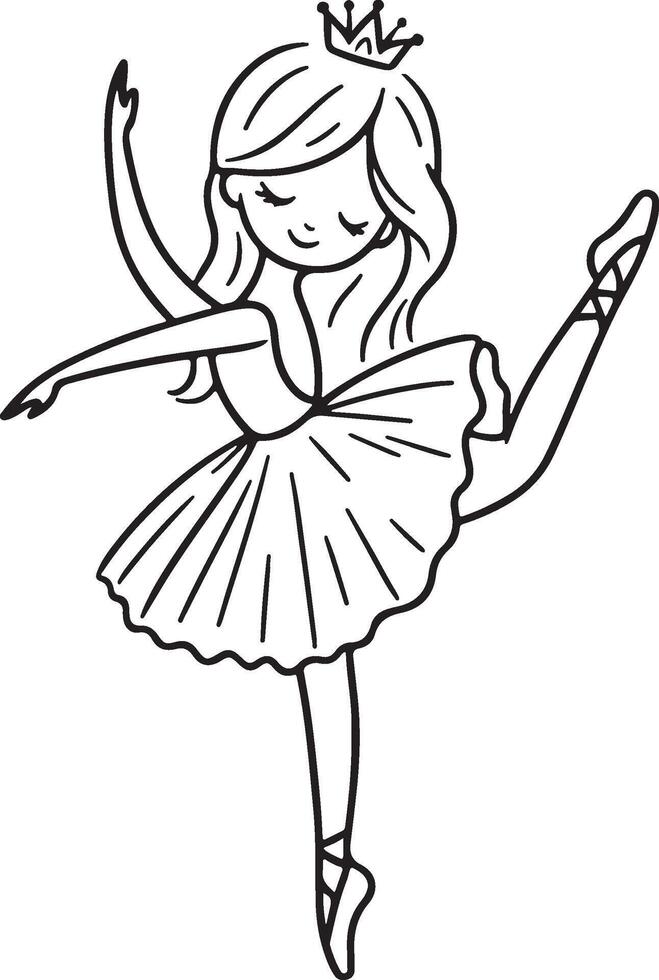 Cute ballet dancer Adorable ballerina line art set capturing graceful movements and poses. Ideal for adding a touch of elegance and charm to design projects vector