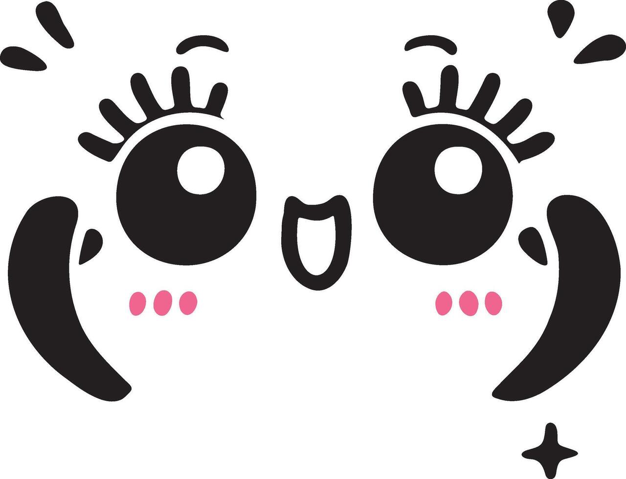 Cute kawaii face expressions in cartoon face set, featuring playful and adorable emoticons. Perfect for fun and creative design projects vector
