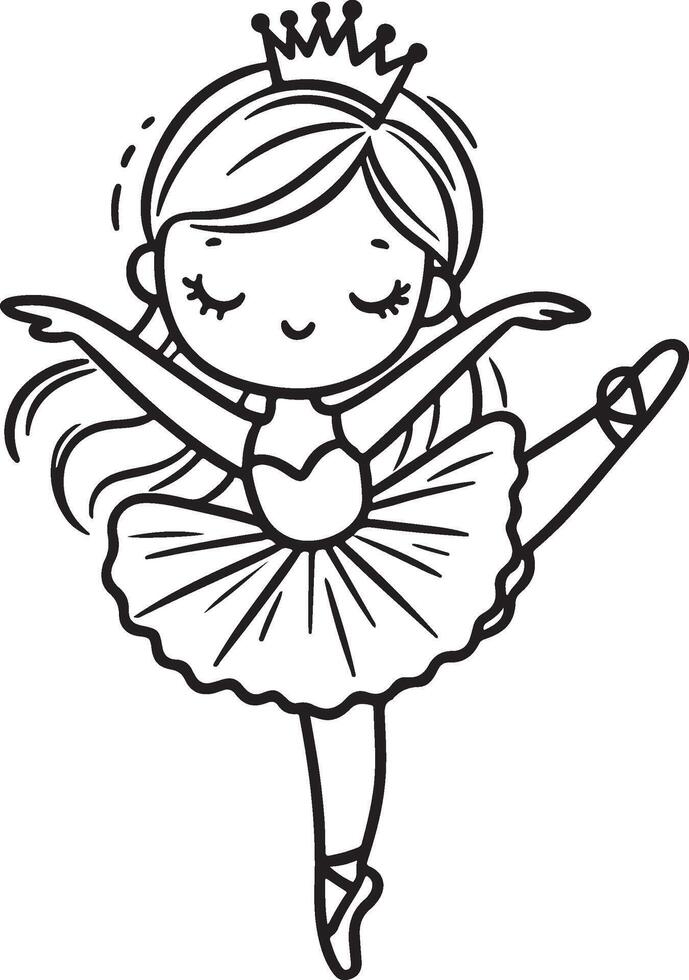 Cute ballet dancer Adorable ballerina line art set capturing graceful movements and poses. Ideal for adding a touch of elegance and charm to design projects vector
