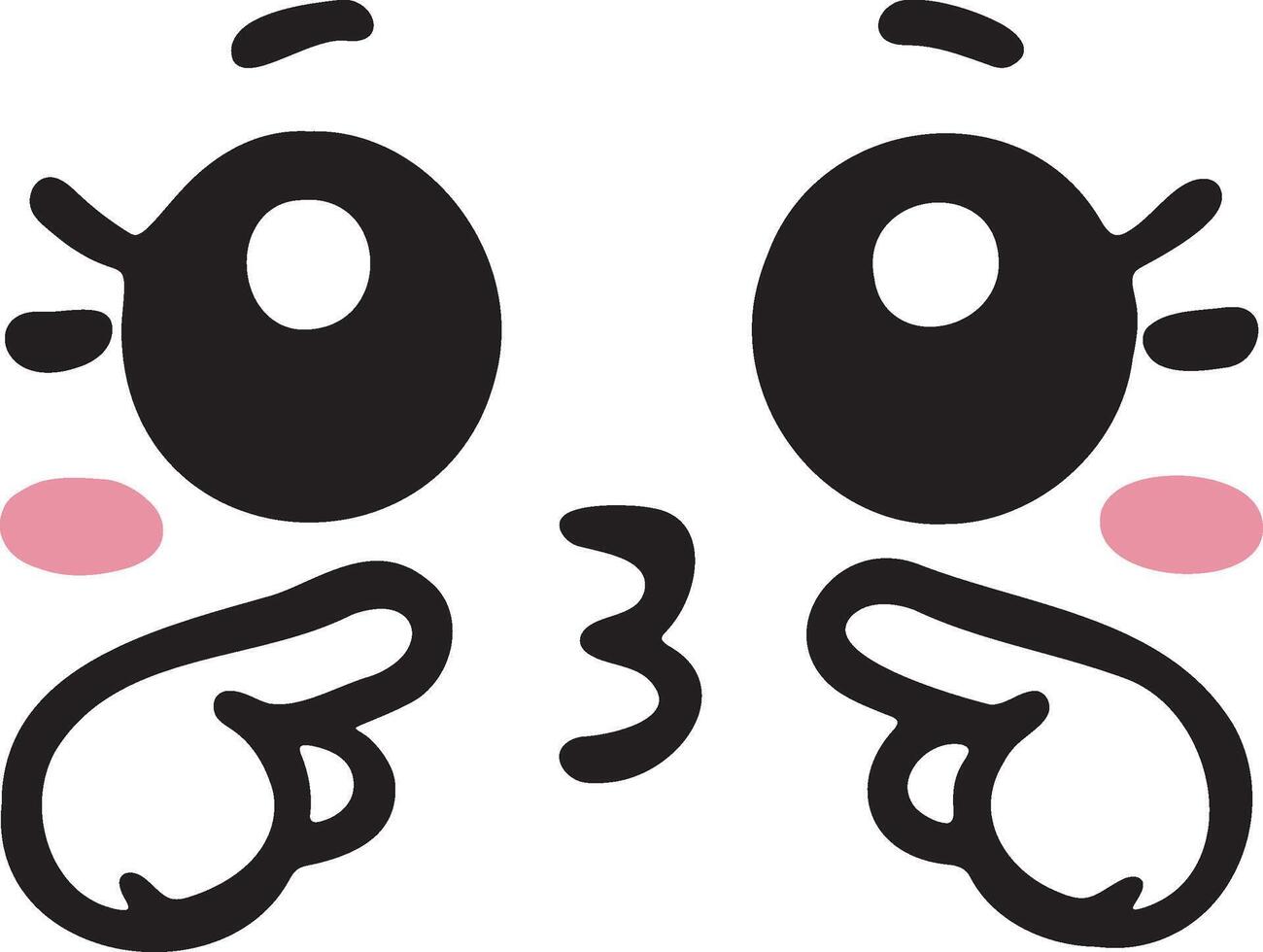 Cute kawaii face expressions in cartoon face set, featuring playful and adorable emoticons. Perfect for fun and creative design projects vector