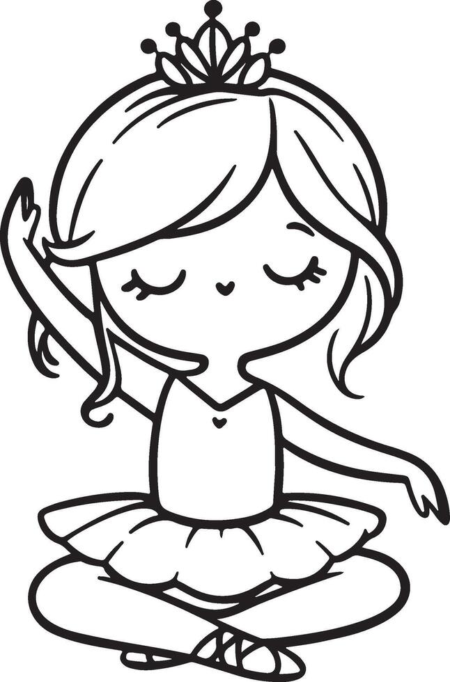 Cute ballet dancer Adorable ballerina line art set capturing graceful movements and poses. Ideal for adding a touch of elegance and charm to design projects vector