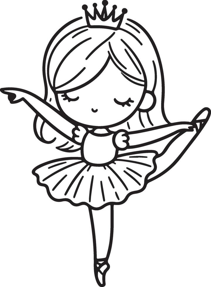 Cute ballet dancer Adorable ballerina line art set capturing graceful movements and poses. Ideal for adding a touch of elegance and charm to design projects vector