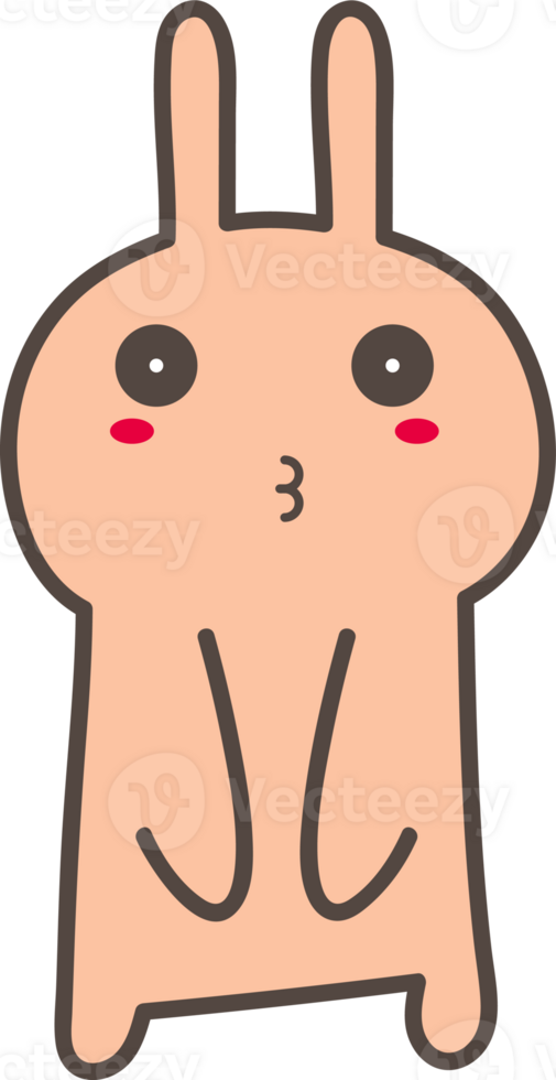 Rabbit loved sticker illustration on transparent background. png