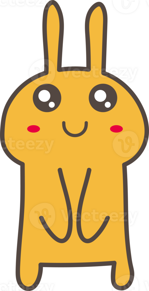 Rabbit smile sticker illustration on transparent background. png