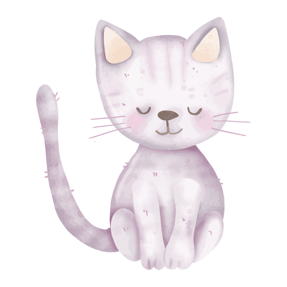Watercolor Adorable Sleeping Cat Illustration for Cozy Decor png