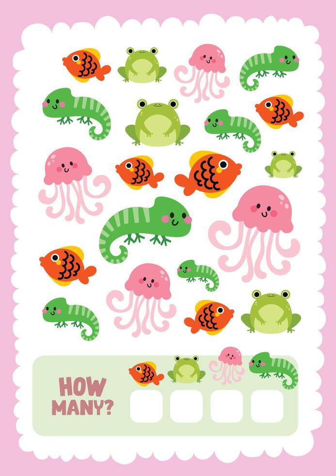 kids counting how many worksheet printable for kids education fun learning vector