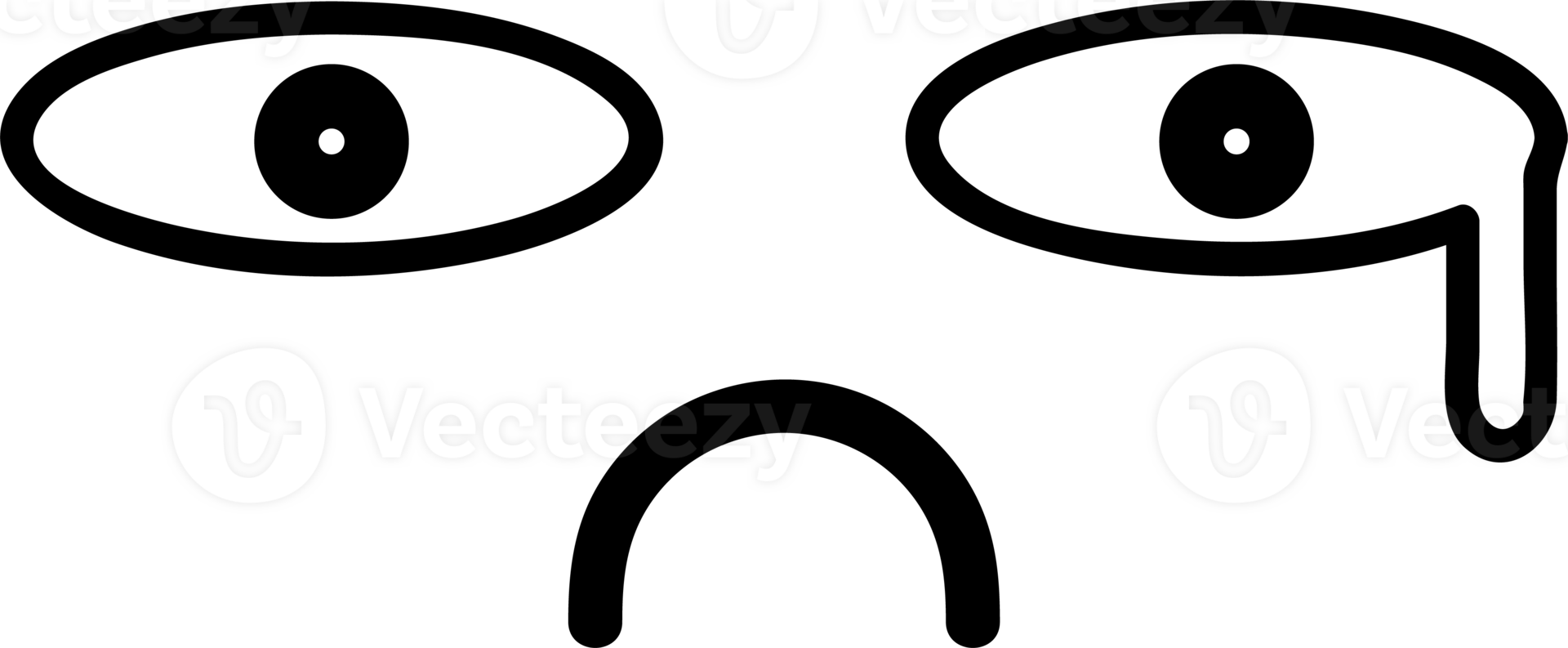 Doodle sad face emoji illustration on transparent background. png