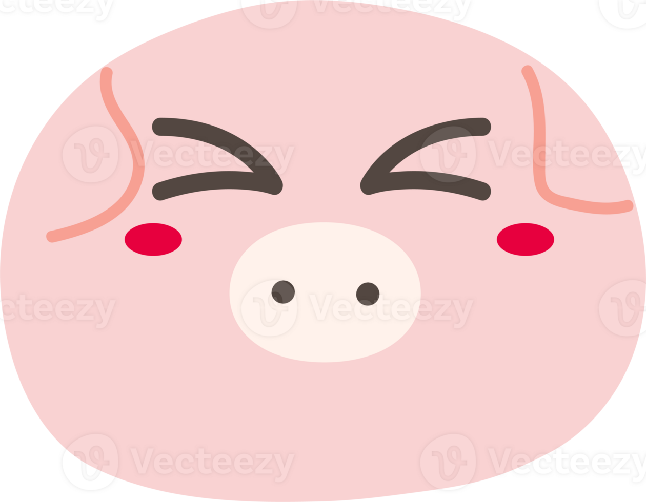 Pig shy sticker illustration on transparent background. png