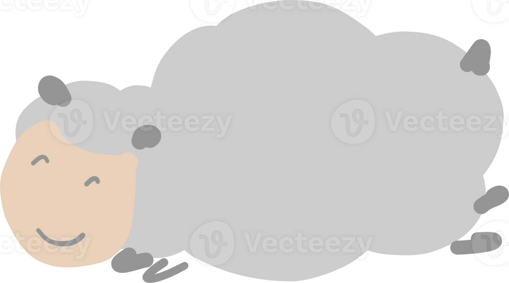 Cartoo sheep illustration on transparent background. png