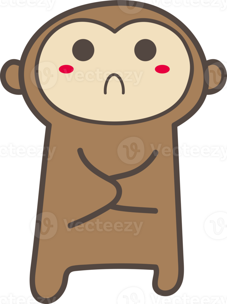Monkey angry emoji illustration on transparent background. png