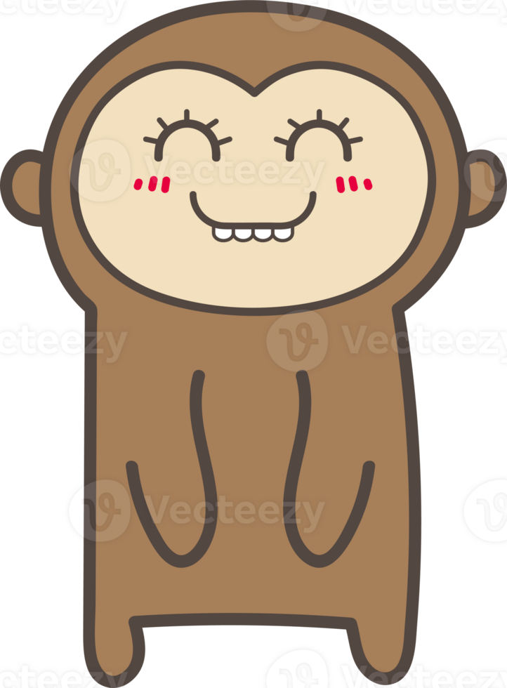 Monkey happy emoji illustration on transparent background. png